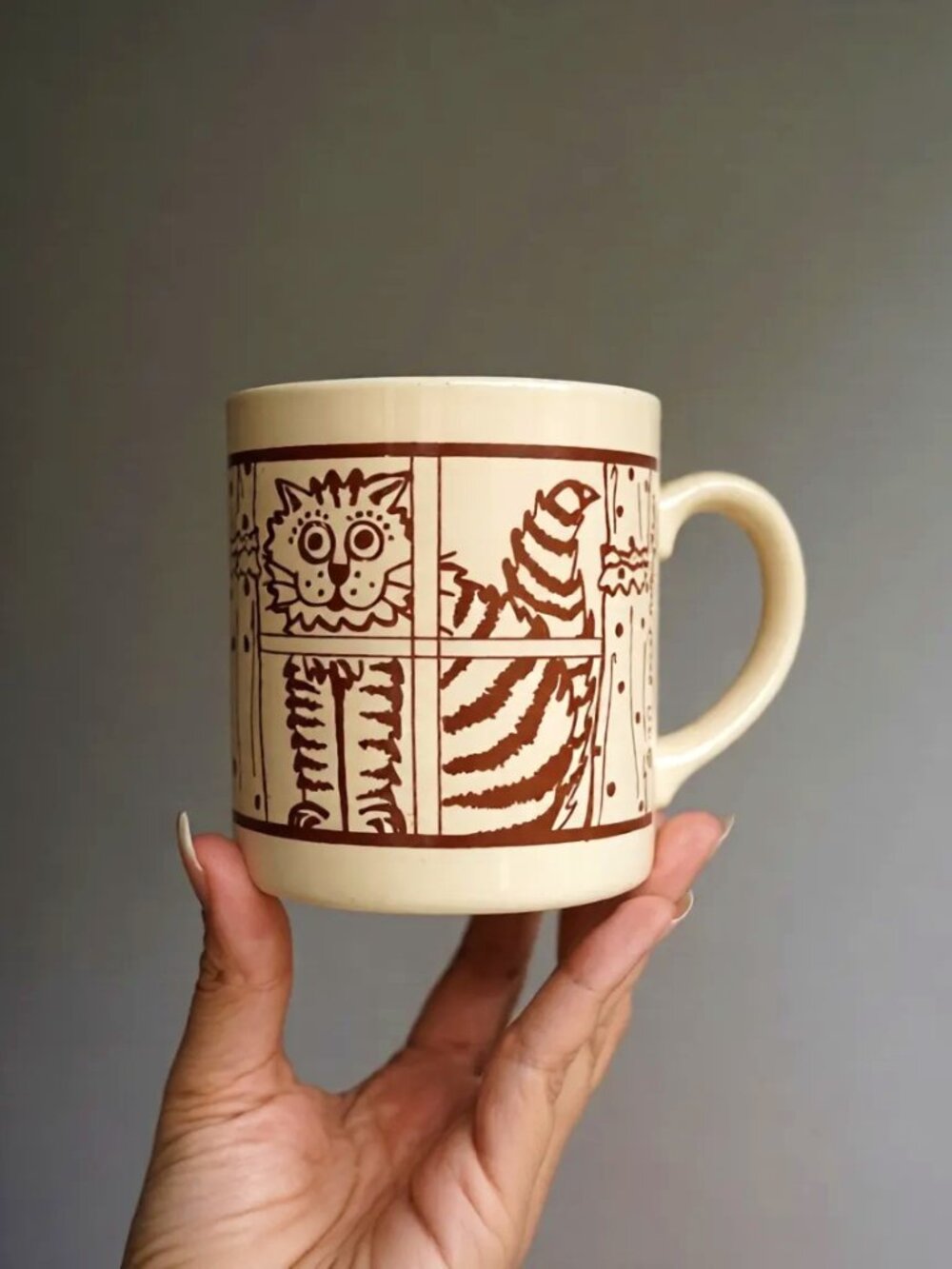 Vintage Window Cat Mug by Janet Nottingham 1979 for Coffee Tea